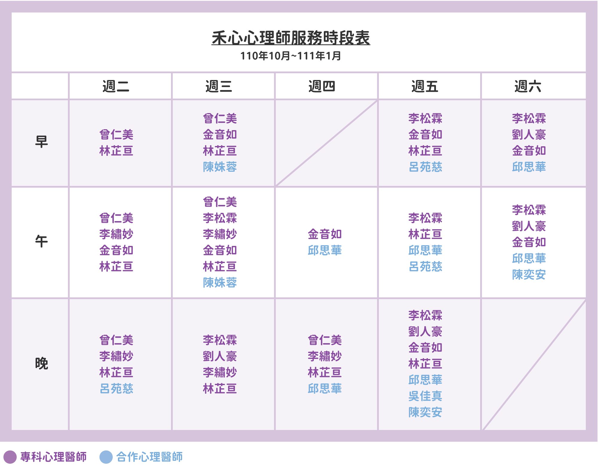 禾心心理師服務時段表